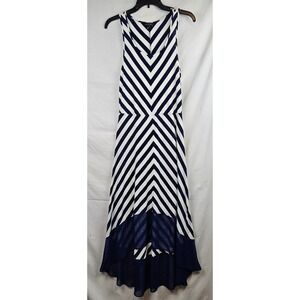 The Limited Navy White Stripe Maxi Dress Size L Sheer‎ Hem Resort Vacation  Boho